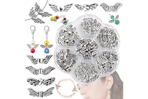 Benaton 140 Pezzi Ali Perline Distanziali, Ali Perline Metallo, Angelo Perline Distanziatori, Ali di Angelo Distanziatori, per la Creazione Collana Braccialetto Fai-da-Te Artigianato