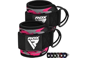 RDX Cavigliere Cavi Palestra, 7MM Neoprene Cinghie per Caviglia Imbottite Polsini Trazioni Esercizi delle Gambe Workout con Doppio D Anello Attaccament, Fitness Regolabile Strap Uomo Donna