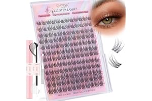 EMEDA Kit de extensiones de pestañas individuales DIY 10mm 11mm 12mm 13mm mix kit Pestañas en racimo naturales y Wispy Racimos de pestañas DIY con pegamento and seal y pinzas (EME134 mix)