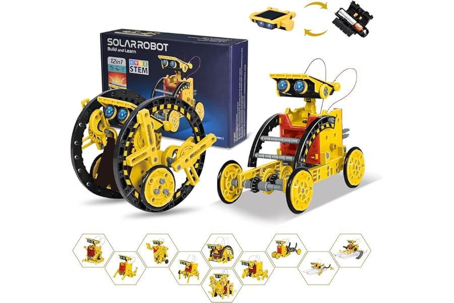 OMWay STEM 12-in-1 Solar Robot Toys, Science Kits for Kids Age 8, Building Experiment Engineering Robotics for 9 10 11 12 13 14 Year Old Boys Girls Teens