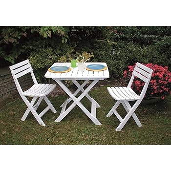 Amazon.de: Sitzgruppe Gartentisch mit 2x Klappstühlen Balkon Klapptisch