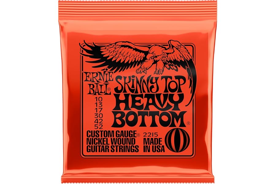 Ernie Ball Skinny Top Heavy Bottom Slinky - Cuerdas para guitarra eléctrica, entorchado de níquel, 1 paquete, calibre 10-52