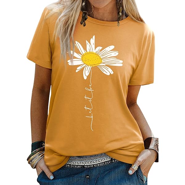 Maglietta Donna Girasole Estiva - T-Shirt Maniche Corte Casual In Cotone Misto - Foto 2