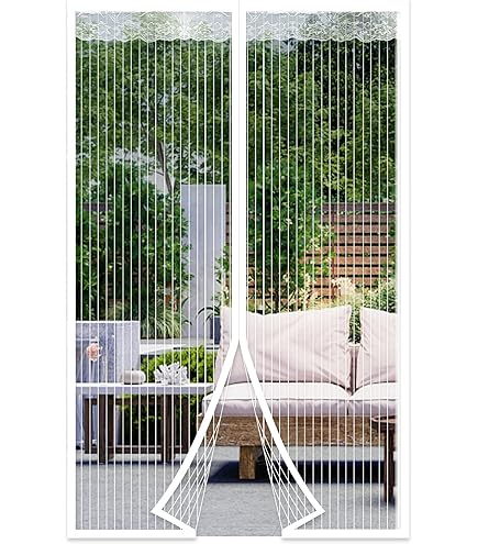 Moustiquaire Porte à Fermeture Aimantée, Rideau De Porte Anti Mouche Fermeture Auto Kit Dinstallation Bande Adhesive 120x220cm Blanc 84240737