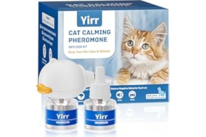 MIKCCER Cat Calming Plug-in, Relaxants & Anxiety Relief for Cats, 3-in-1 Cat Pheromones Calming Diffuser Kit, Relaxing Pheromone for Cats Relief Stress Anxiety Fighting Scratching, 1 Diffuser 2 Refills(48ml)