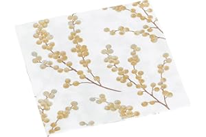 Entertaining with Caspari Berry Branches Paper Cocktail Napkin, White and Gold, Pack of 20