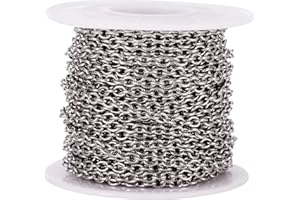 PH PANDAHALL PandaHall - Catena, senza saldatura, con rocchetto per la creazione di gioielli, 4 mm x 3 mm x 0,8 mm, in acciaio inossidabile.