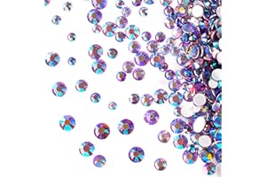 Jollin 3456pcs Flatback Rhinestones Glass Charms Diamantes Gems Stones for Nail Art 6 Size ss4~ss12 Light Purple AB