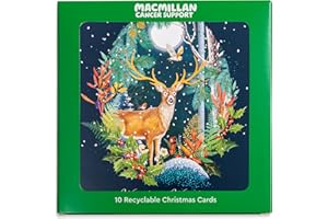MACMILLAN CANCER SUPPORT Macmillan Winter Wishes Stag Charity Christmas Cards – Pack of 10 Luxury and Eco-Friendly Christmas Cards. Made in the UK.