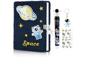 homicozy Geheimes Tagebuch für Jungen, Jugend Briefpapier Set, Multi Farbe Stift Plüsch Notizbuch, Raum Schlüsselanhänger, niedlicher Aufkleber, Geburtstagsschule Geschenk, Weihnachten