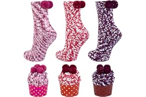 Kotashion Calze Donna Termiche, Calzini Novità Natalizi Cupcake, Calzini Caldi Da Letto Invernali, Regali Di Natale Festivi Per Donne, Taglia 37-42