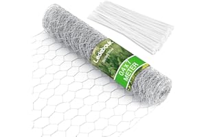 Ledebouk Rete Metallica per Recinzioni 7 M×40 Cm Di Altezza, Rete Metallica Maglia Piccola da 25 Mm+50 Fascette, Saldata Zincata Maglia Rete per Recinzione Giardino E Recinti per Piccoli Animali