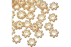 PH PANDAHALL PandaHall Elite - 2000 Pcs Perles Intercalaires Perle de Fleur Doré Perles d'Espacement en Alliage pour la Fabrication de Bijoux Collier Bracelet, 4x1.2mm