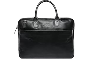 SID & VAIN Wąska torba na laptopa Boston ze skóry premium, duża torba biznesowa dla mężczyzn i kobiet, kieszeń na laptopa o przekątnej ekranu 17", torba na ramię, aktówka, ręcznie wykonana