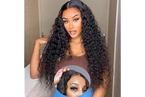 CLASSINE Water Wave Pre Cut Lace Front Glueless Wigs Curly Wear and Go Glueless Parrucca donna Capelli Umani Veri Pre Plucked Linea Di Capelli Glueless Hair 4×4 HD Lace Front Wigs Human Hair 20 Pollice