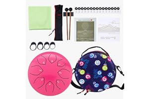 MUSFUNNY Tamburo per lingua in acciaio 15,2 cm 8 note Strumento a percussione C-Key Handpan tamburo con sacchetto, paio di mazze panno per la pulizia per l'educazione musicale, concerti yoga (rosa)