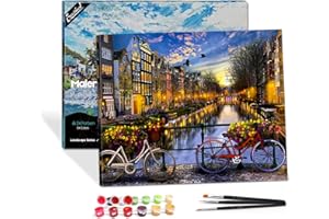 Bougimal Malen nach Zahlen für Erwachsene mit Pinseln und Acryl, zum Basteln, Malsets für Erwachsene, Kinder, Senioren, Anfänger, für die Innendekoration zu Hause – 40 x 50 cm (mit Rahmen)