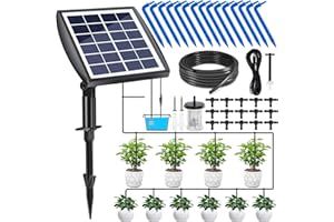 TZPAUG Kits D'arrosage Automatiques Goutte à Goutte énergie Solaire,Système d'irrigation Jardin,Système Arrosage Automatique Solaire pour Jardin avec 15M Tuyau pour Jardin Extérieur et Balcon Plantes en Pot