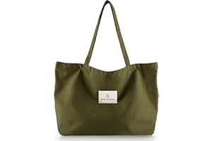 Emma Jonasson Tote bag grande - Shopper bag donna elegante con Cerniera e Tasca Interna - borsa tote - borsa tela donna - shopping bag - borsa università donna - tote bag università blu