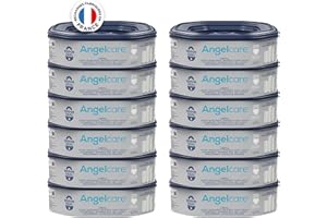 Angelcare Dress Up – Recambio Octogonal para papelera de pañales Dress Up/Essential – Antiolores y gran capacidad – Lote de 12 unidades