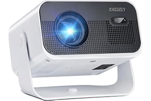 KASSELY Mini Projector, 720P Native Portable Projector with WiFi 6 & Bluetooth | 4K Support & Auto Keystone | Compatible with Smartphone, Laptop, TV Stick, PS5, Built-in Speaker (White+Black)