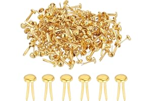 PATIKIL 1000 PCS Paper Brass Fasteners Split Pins Pastel Mini Metal Brads Round Head Plated Fastener for Craft Art Scrapbooking DIY Supplies, Gold Tone, 4.5 x 8 mm
