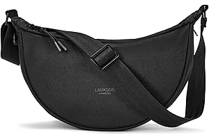 LARKSON Bolso Bandolera Mujer Negro - Solveig Small - Bolso Riñonera de Media Luna - Bolsa de Ocio de Moda para Viajes, Trabajo - Compartimentos Grandes - Correa Ajustable