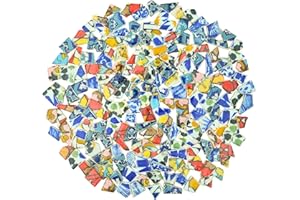 Yuvori 0,5 kg moderne abstrakte geometrische unregelmäßige Porzellan-Mosaikfliesen, DIY, handgefertigt, Badezimmer, Wohnzimmer, Küche, Backsplash, Outdoor (gemischte Farben, klein)