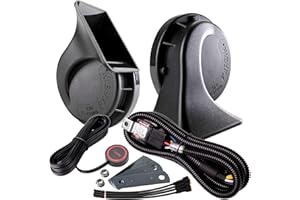 FARBIN Car Horns Kit with Button 12 V Truck Horn Loud Train Horn for Car Electric Air Horns (12 V, Snail Horn with Harness and Button)