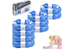 DYDHRER Nappy Bin Refill,9-Pack Nappy Bin Refill Bags compatible with Tommee Tippee Twist & Click Refill- Max Odor Lock and Germ Protection, Newborn Baby Diaper Pail Liner-(Blue)
