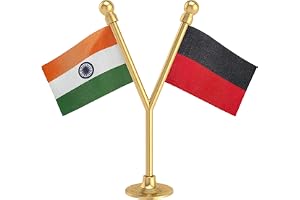 The Flag Corporation India & DMK Dravida Munnetra Kazhagam Car Dashboard Flag 2in x 3in with A Plastic Sublime Gold Base