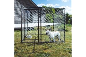 Enclos Idéal pour Petits Chiens - L150 x L150 x H122 - Chenil extérieur intérieur en métal avec Porte verrouillable - Lucky Dog JCEurope