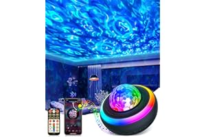 Seklin Galaxy Projector Night Light - LED Projector Music Bluetooth Speaker and Remote Control Ocean Wave Lights Lamps Ceiling Projector Light Music Night Light, Black-ambient Light (KX-168)
