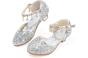 LECYGNB Mädchen Mary Jane Prinzessin Schuhe Ballerinas mit Absatz Glitzer Schuhe Kinder Party Schuhe Halbschuhe Kinder Cosplay Schuhe Hochzeiten Schulschuhe
