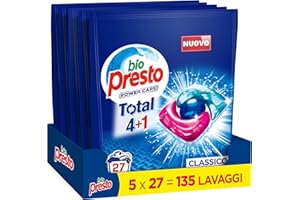 Bio Presto Power Caps Classico, Detersivo Lavatrice Predosato In Capsule, Confezione Da 135 Lavaggi