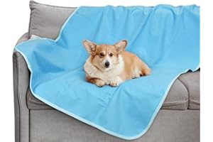 PAWSEE Coperta refrigerante impermeabile per cani, copridivano impermeabile reversibile, protezione per mobili, lavabile, a prova di perdite, confortevole, 130 x 75 cm, Blau