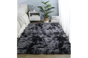 linyingdian Tappeto peloso morbido e antiscivolo da sala da pranzo e da camera da letto tappeto sfumato (grigio scuro, 120x200cm)