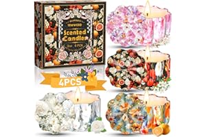 TEWWCEO Velas Perfumadas Juego de 4 piezas,Navidad Velas Aromaticas Regalos,Vela Aromática Regalo de Velas de Aromaterapia Cera de Soja Natural Vela de Viaje Adecuado, Yoga Baño Dormitorio, Navidad