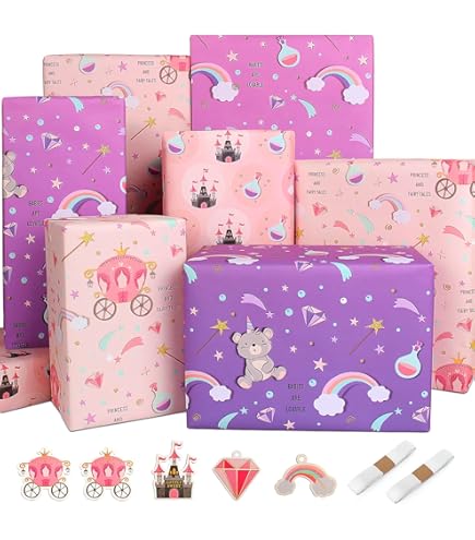 6 fogli di carta da regalo celeste - Sole Luna Ste