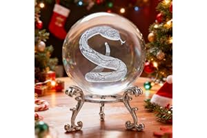 ZEERSHEE 3D Snake Crystal Ball with Stand 2025 Chinese New Year of The Snake Feng Shui Decor for Home Gift for Snake Lovers