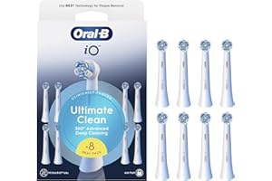 Oral-B Testine di Ricambio iO Series Ultimate Clean White per Spazzolino Elettrico Oral B, 8 Testine Rotonde Autentiche, con setole CrissCross per rimuovere la placca