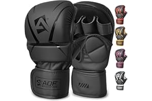 AQF Hybrid MMA Gloves for Sparring & Grappling, Open Palm Shooter Design, Enhanced Wrist Support, Shock-Absorbing Padding, Lightweight and Durable for Training, Kickboxing, Muay Thai