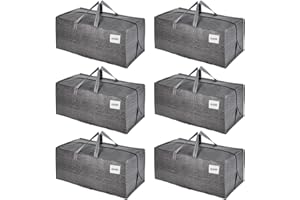 VENO 87 Liter extra große Umzugstaschen mit Rucksackgurten, Umzugshelfer, starke Griffe und Reißverschlüsse, Kleideraufbewahrung, Wäschesäcke, wiederverwendbar und nachhaltig (Grau, 6er-Pack)