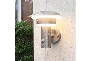 NBHANYUAN Lighting® Outdoor LED Wall Light with Motion Sensor,4 Lighting Modes Outside Lights PIR SUS316 Stainless Steel Wall Lamp IP54 Waterproof 3000K Warm White for Porch 1000LM