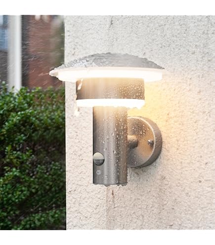 LUTEC LED-Außenwandleuchte FACE – Mit Bewegungsmelder, IP44, 16 W, Warmweiß – Anthrazit/opal