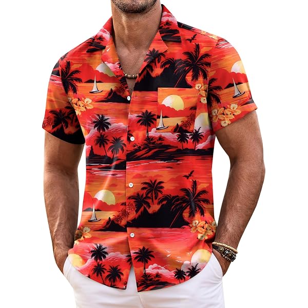 Camicia Da Uomo Cubana Guayabera Casual Con Bottoni, A Maniche