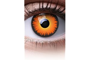 MeralenS Lentilles couleur orange - Orange Werewolf Halloween, Shrovetide, Carnaval | 1 paire (2 pièces) | sans correction | 0,00 Dioptries