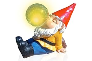 ‎TIN DREAMS FACTORY TIN DREAMS FACTORY | Entspannter Gartenzwerg mit Solarlicht – Originale Dekorationsfigur für Garten, Terrasse und Patio – Dekorativer Zwerg für Innen- und Außenbereich – Automatisches LED-Licht