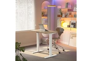 HUANUO Scrivania Regolabile in Altezza 80 x 48 cm, 4 impostazioni di altezza, scrivania elettrica per casa, ufficio e computer, standing desk, Noce Chiaro