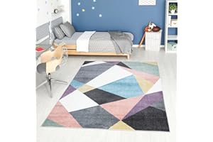 carpet city Dywan do pokoju dziecięcego – do pokoju młodzieżowego – 120 x 160 cm – wielokolorowy – nowoczesny wzór geo, dywan dziecięcy z krótkim włosiem – nowoczesny dywan dla nastolatków